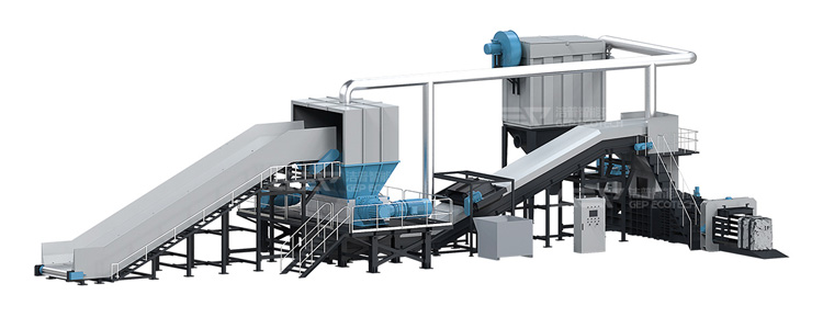 大件垃圾破碎处理生产线工艺流程图